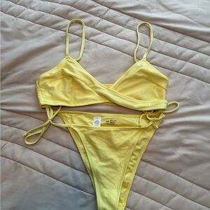 aerie Sunny Yellow Ribbed Bikini